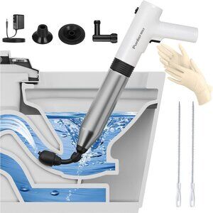 Electric Toilet Plunger Unclog In One Shot Remover For Bathroom Kitchen Pipes Cl
